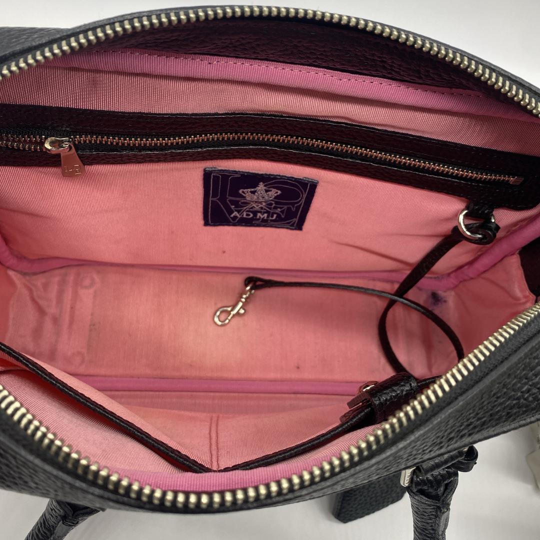 美品 A.D.M.J ミニボストン ハンドバッグ レザー レディース ブラック