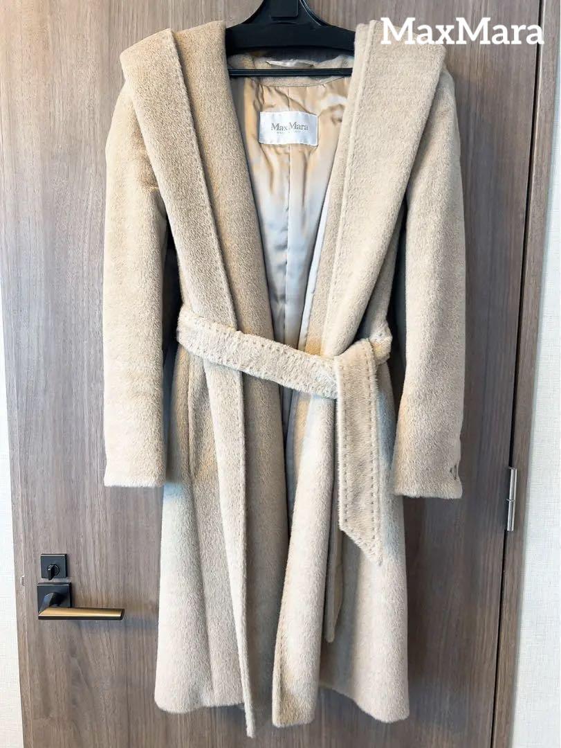 極美品⭐︎高級白タグ⭐︎MaxMaraアルパカ　フーテッド　シャギーコート⭐︎