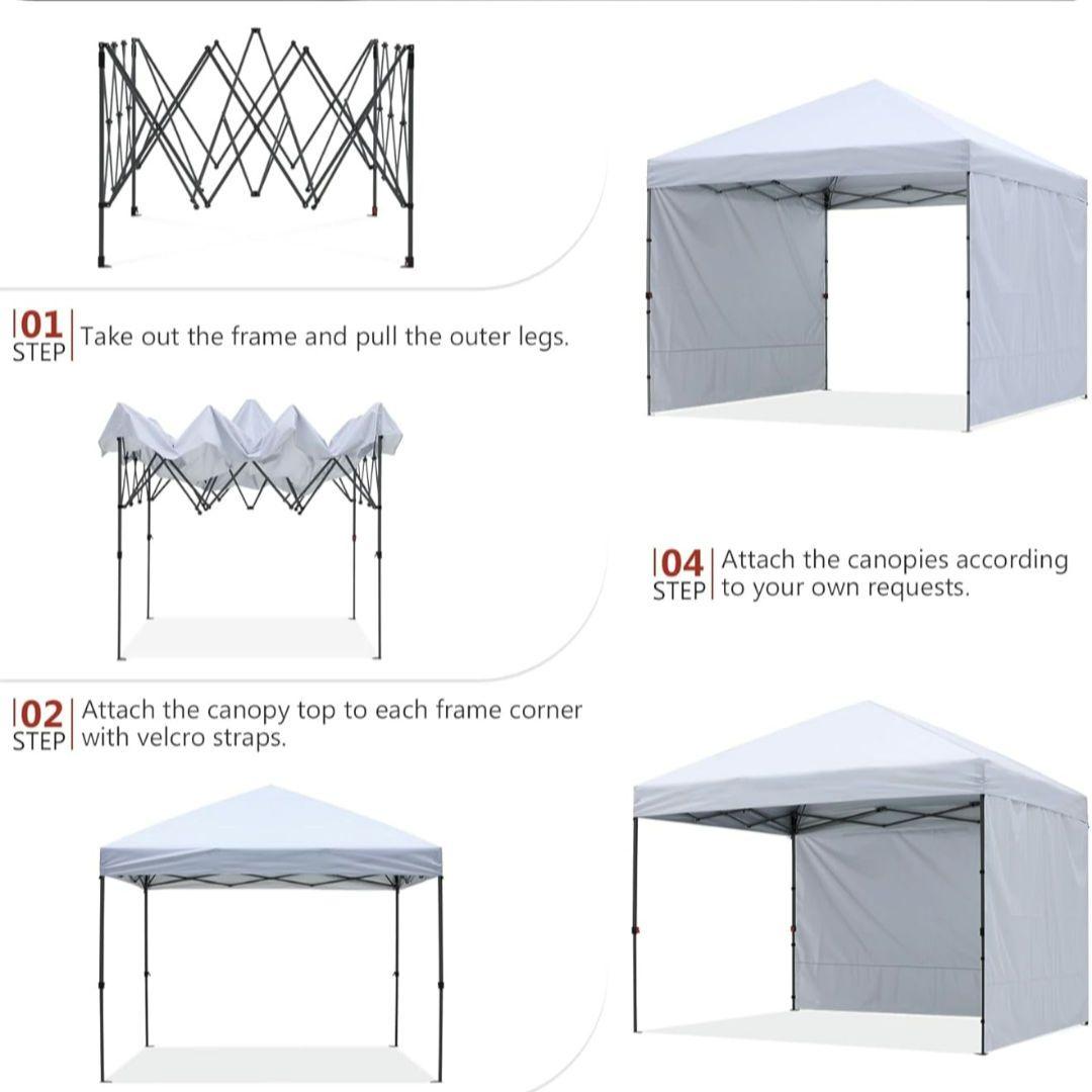 ABCCAMPING タープテント ワンタッチ サイドシート2枚付き
