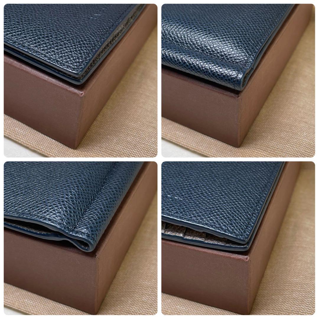 美品　バリー　カードケース　二つ折り　ネイビー　レザー　札入れ