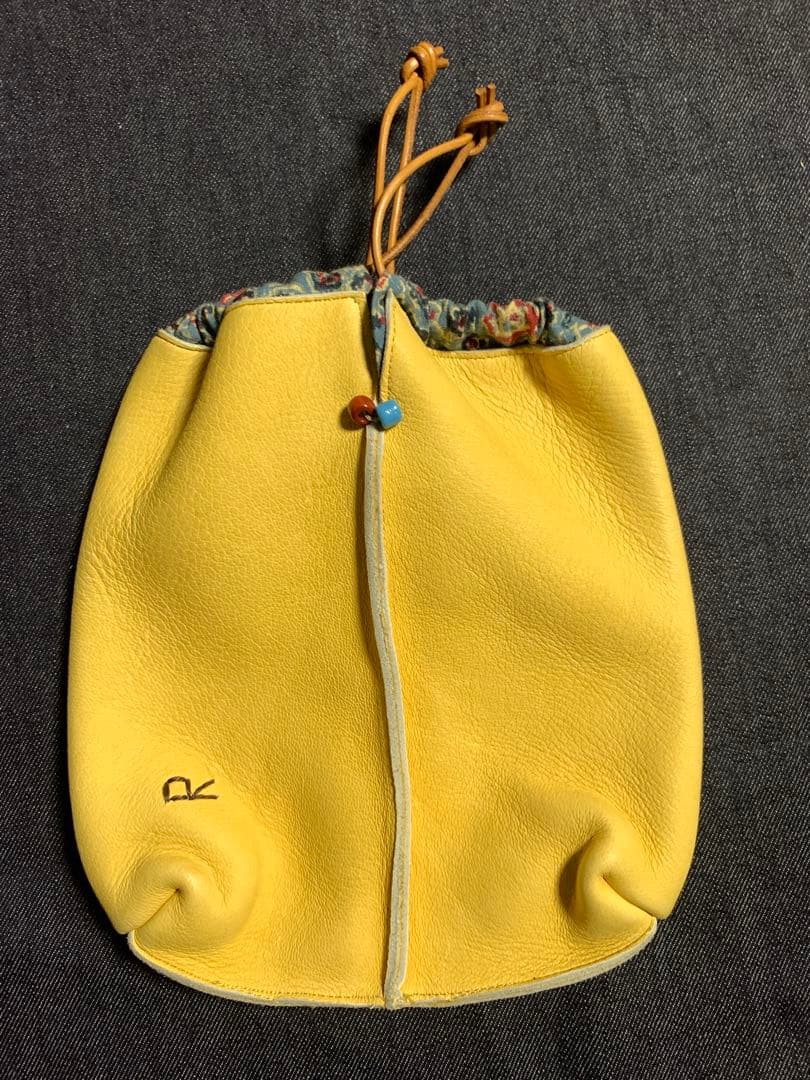 45rpm45rイエロー レザー 巾着袋