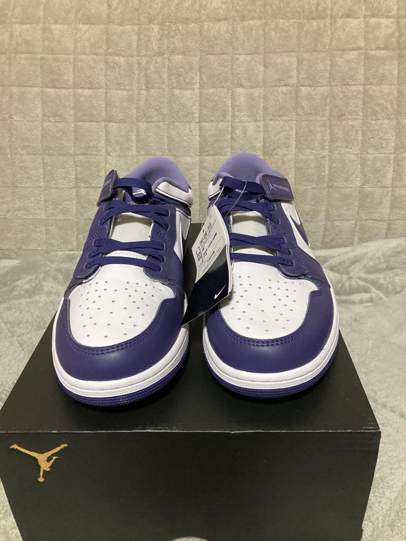 Air Jordan 1 Low FlyEase 30cm ホワイト/パープル