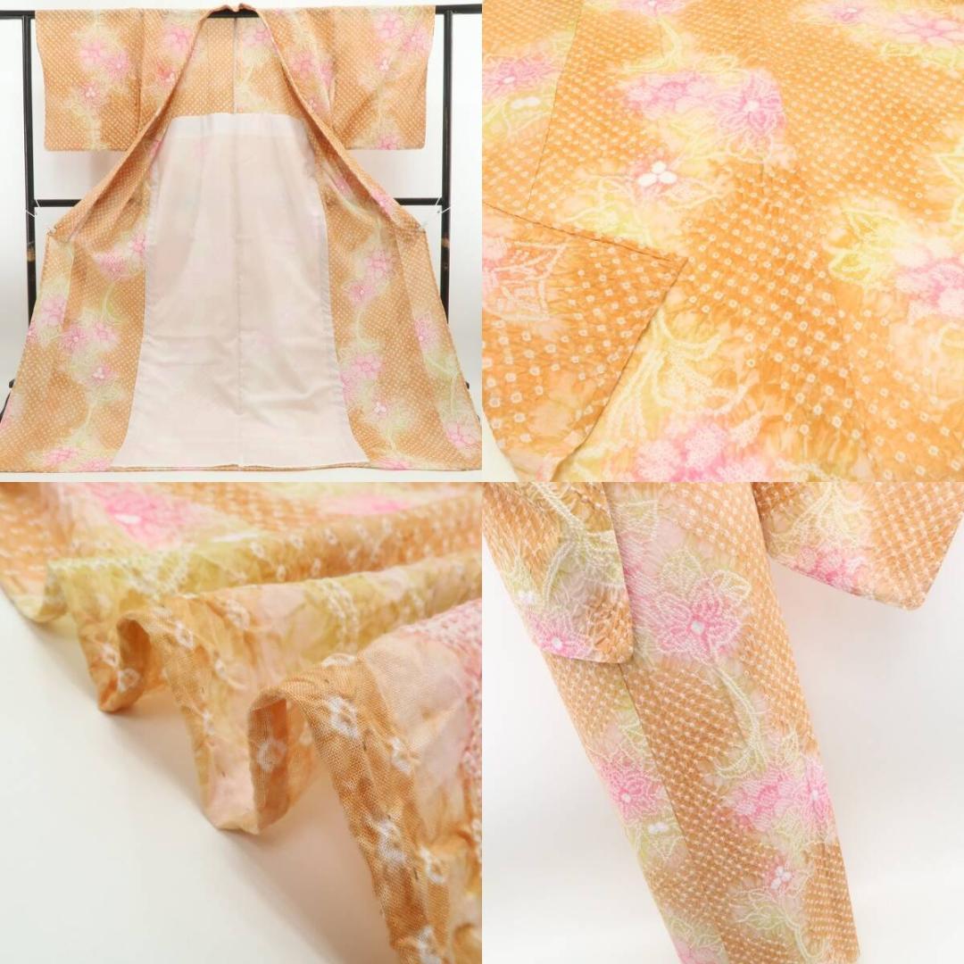 新品 有松鳴海絞り お仕立て上がり品 夏着物 綿 仕付け糸付 高級浴衣 6218
