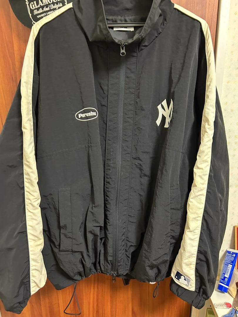 perushu×MLB ナイロンブルゾン ブラック 上下セット L.M WWW_SHINETEETH_COM