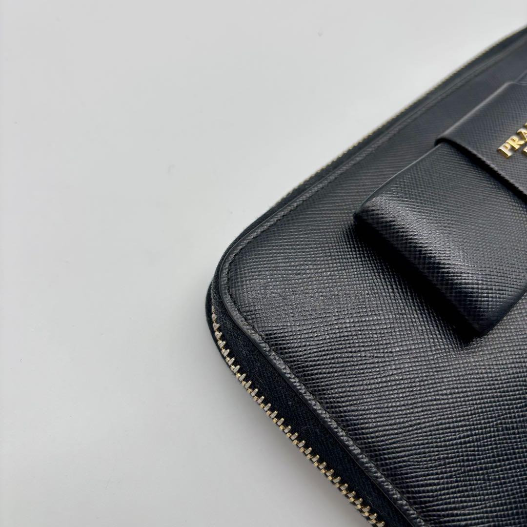✨PRADA プラダ 長財布 リボン サフィアーノレザー ラウンドジップ 黒