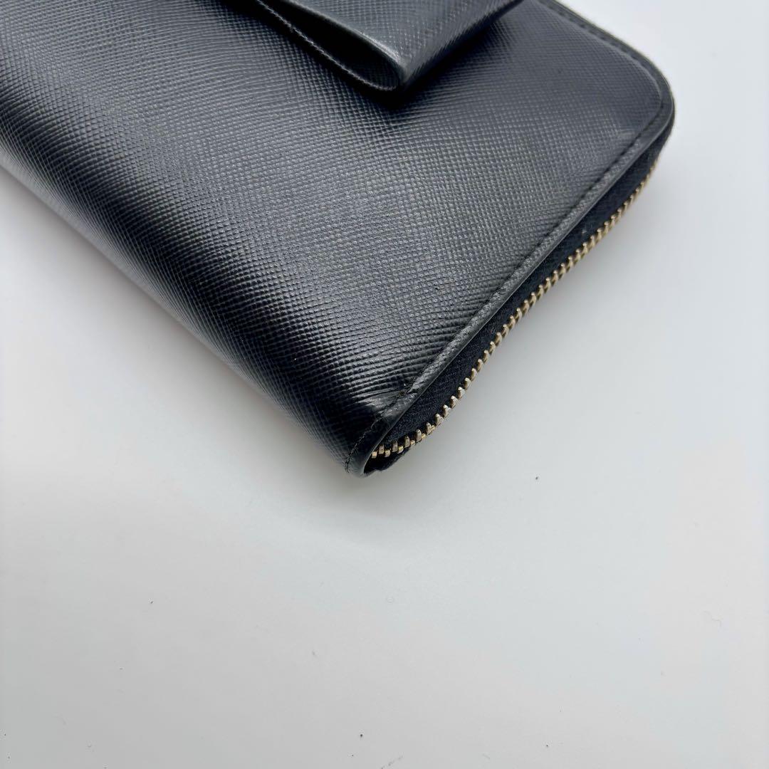 ✨PRADA プラダ 長財布 リボン サフィアーノレザー ラウンドジップ 黒