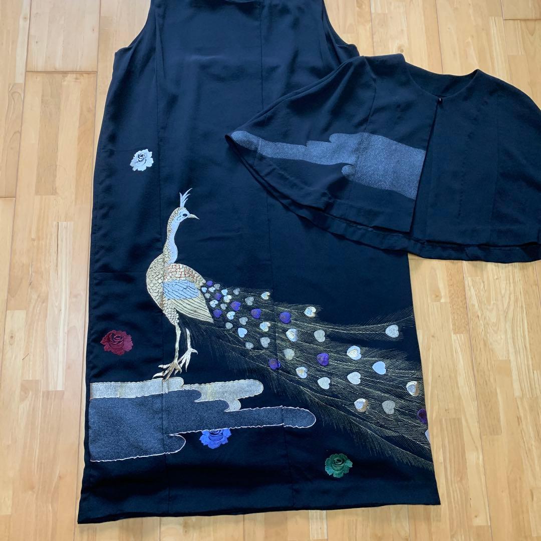 着物リメイクセットアップ ケープボレロ&ワンピース