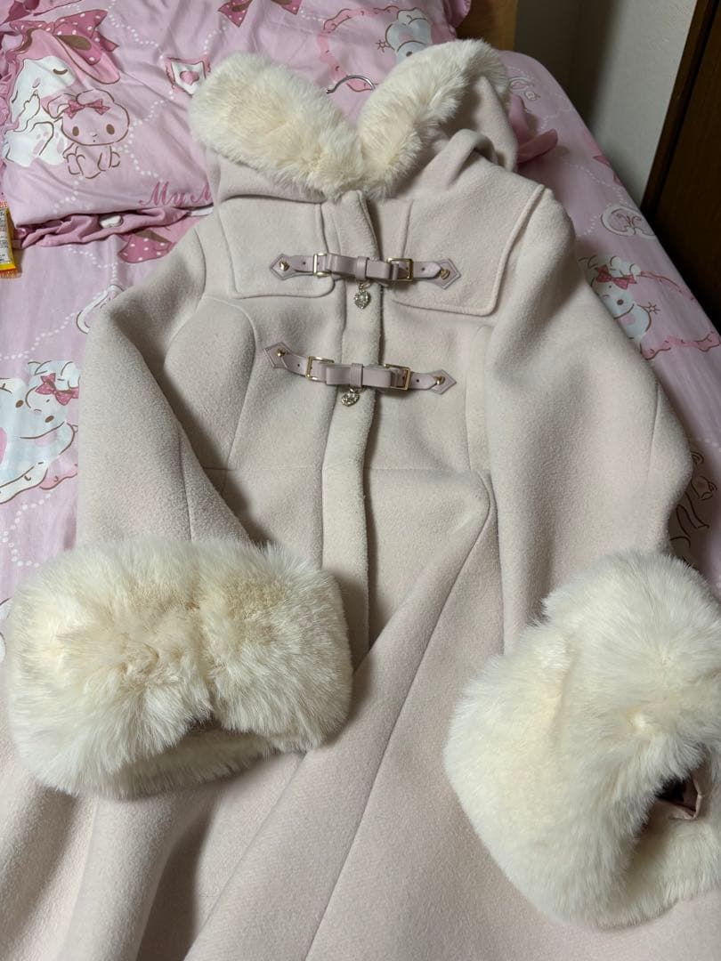 LIZLISA ダッフルコート リボンベルトフードコート ピンク SIZE LIZ LISA