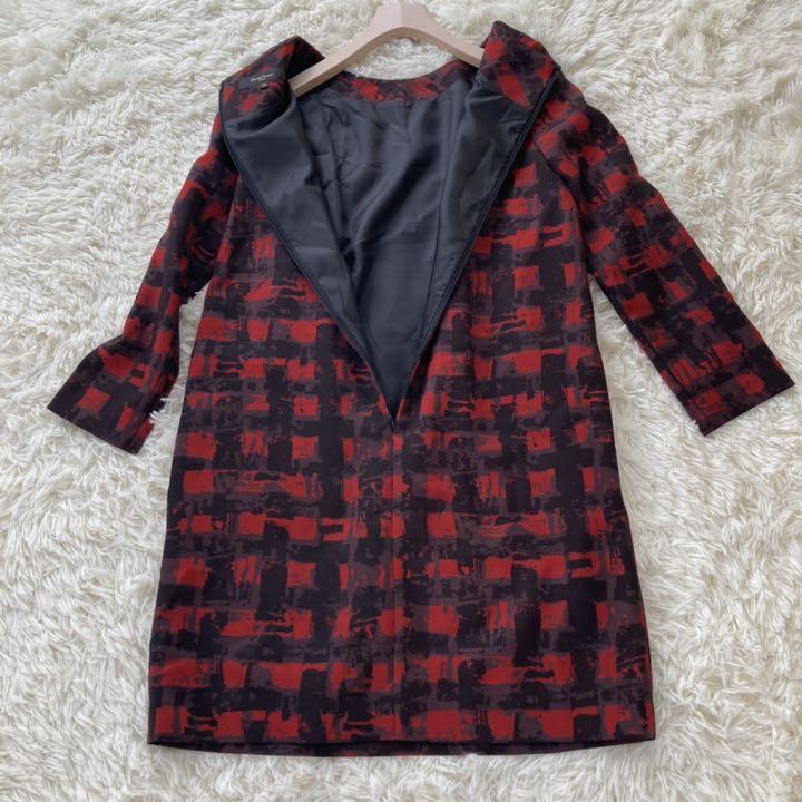 超激得豊富な Demi-Luxe BEAMS 赤 黒 ワンピース 36 日本製 膝丈 七分袖 B4uJf-m63853372040 SALE人気