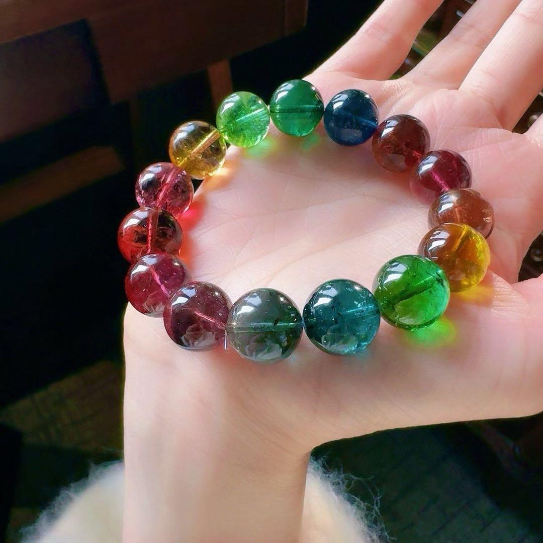 ⭐︎【高級】トルマリン ブレスレット 13.5mm 58.6g ⭐︎【高級】トルマリン ブレスレット 13.5mm 58.6g