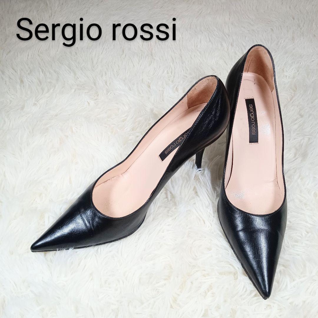 sergio rossi プレーンパンプス　37 Sergio Rossi レザー プレーン パンプス ブラック 37