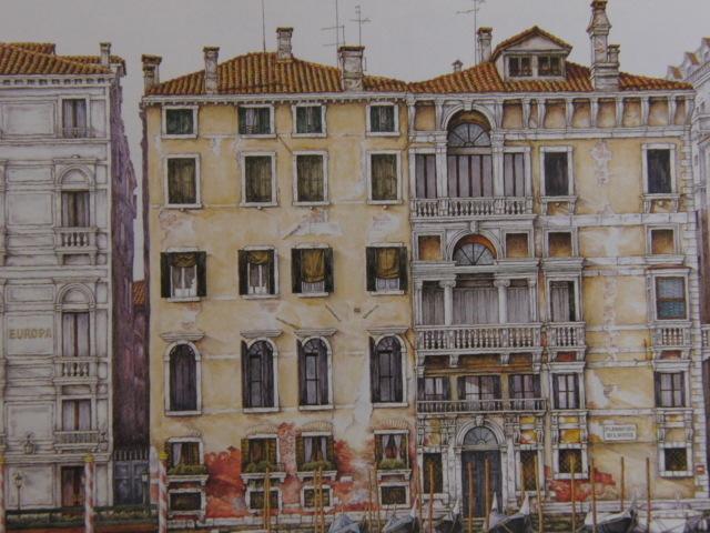 池茂、【VENEZIA・大運河】、希少な額装用画集より、新品額装付