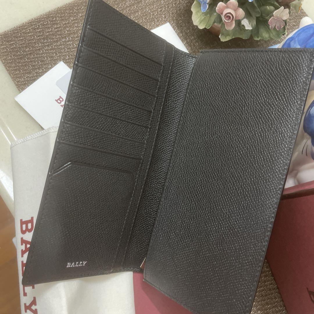 未使用/BALLY　/ストライプ　二つ折り財布　ブラック　レザー正規品