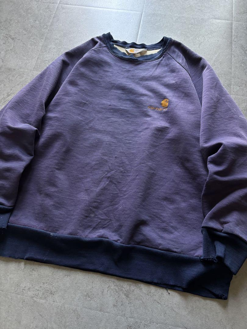 【80s vintage】carhartt サーマルスウェット フェード ナス紺