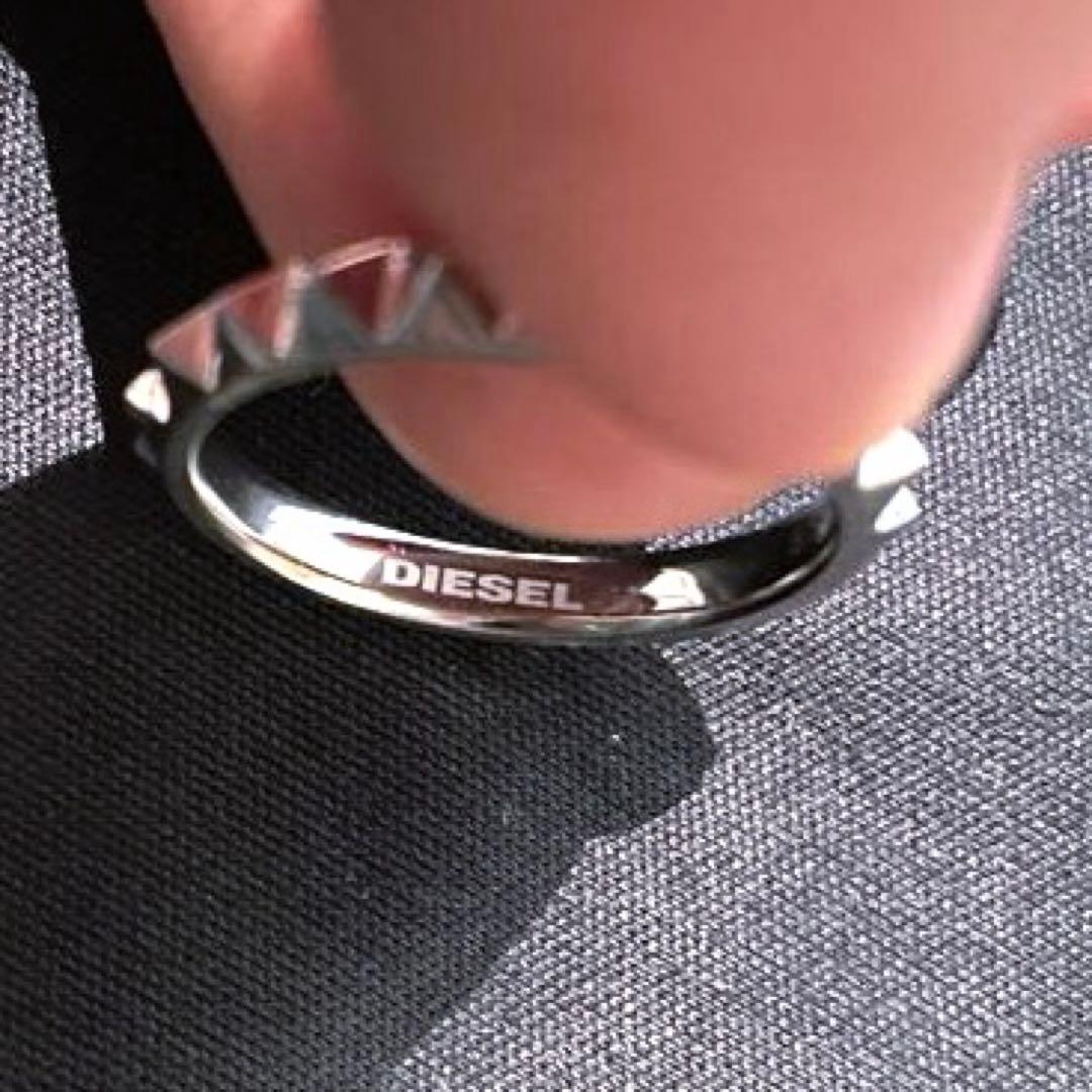 DIESEL ディーゼル　リング　3連　STEEL スタッズ　ロゴ