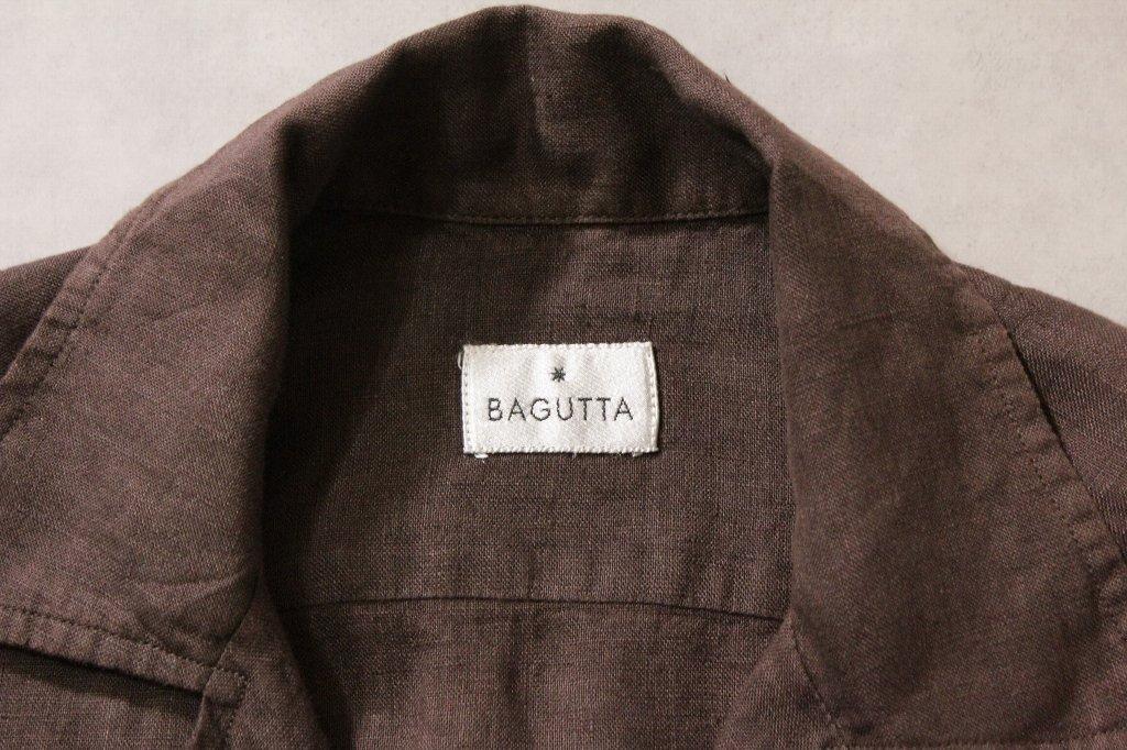BAGUTTA★新品2.8万円バグッタ ブラウンリネン半袖オープンカラーシャツＭ BAGUTTA☆新品2.8万円バグッタ ブラウンリネン半袖オープン