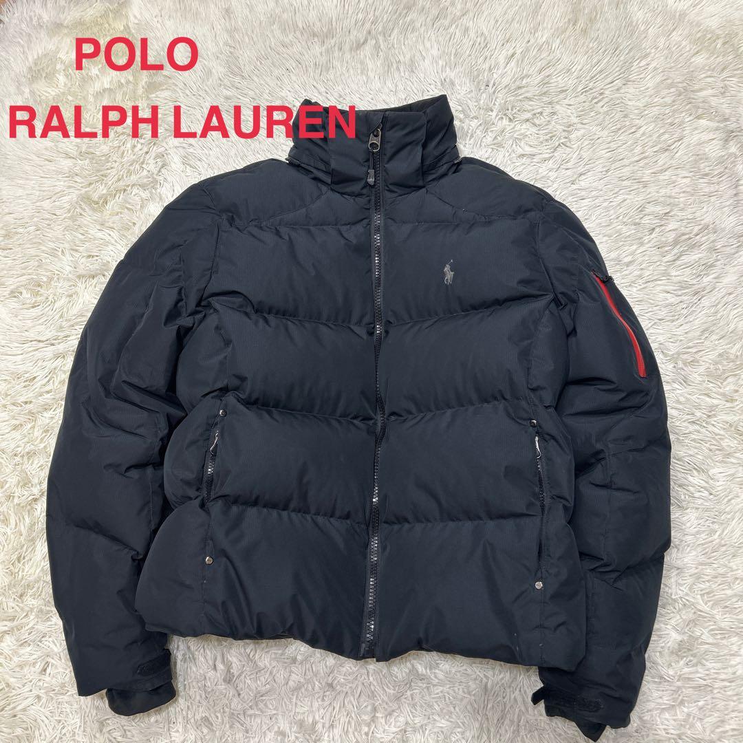 ポロラルフローレン 刺繍ロゴ 肉厚ダウンジャケット Lサイズ 現行QRタグ 黒
