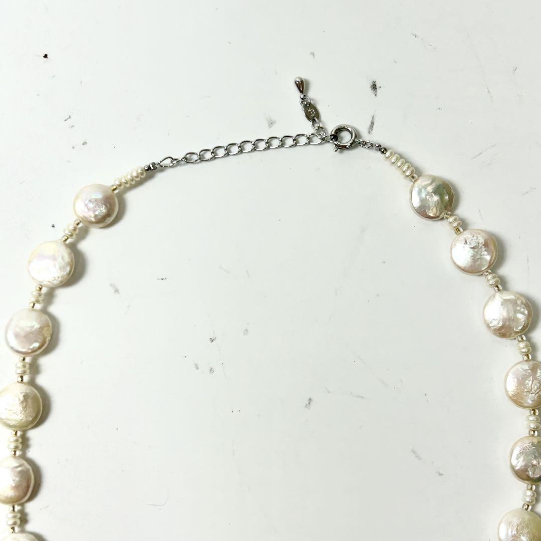 パール　真珠　ネックレス　11.7mm 44cm シルバー刻印