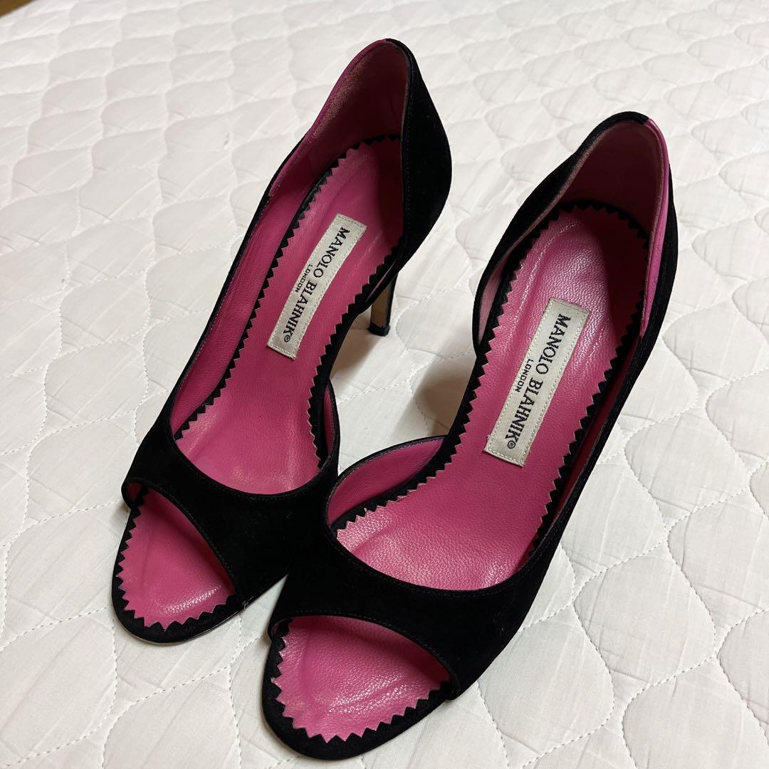 MANOLO BLAHNIK  ハイヒール　黒✖️ピンク