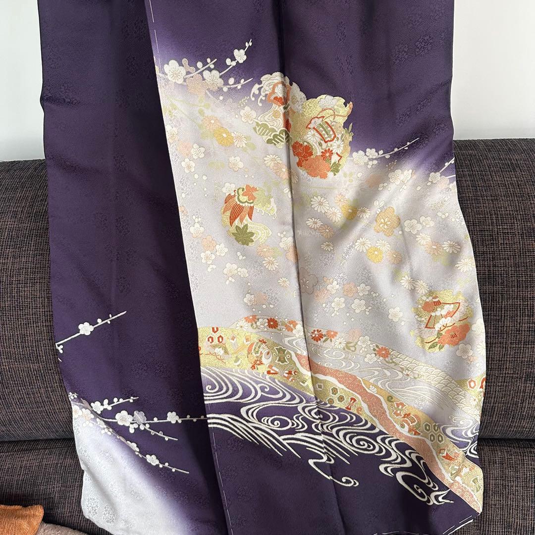 紫色 花柄 訪問着