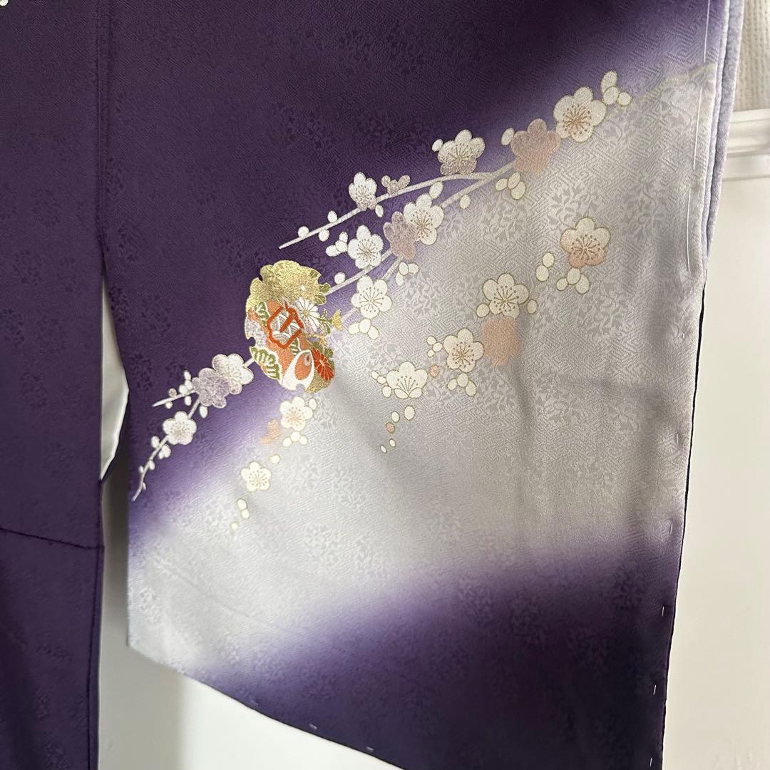 紫色 花柄 訪問着