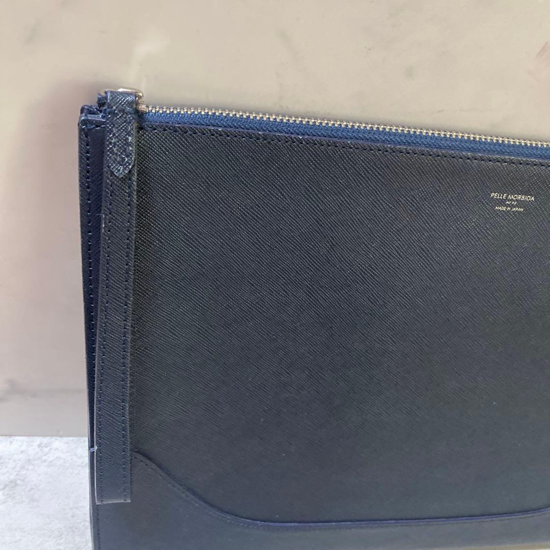 ✨希少✨PELLE MORBIDA ネイビー クラッチバッグ