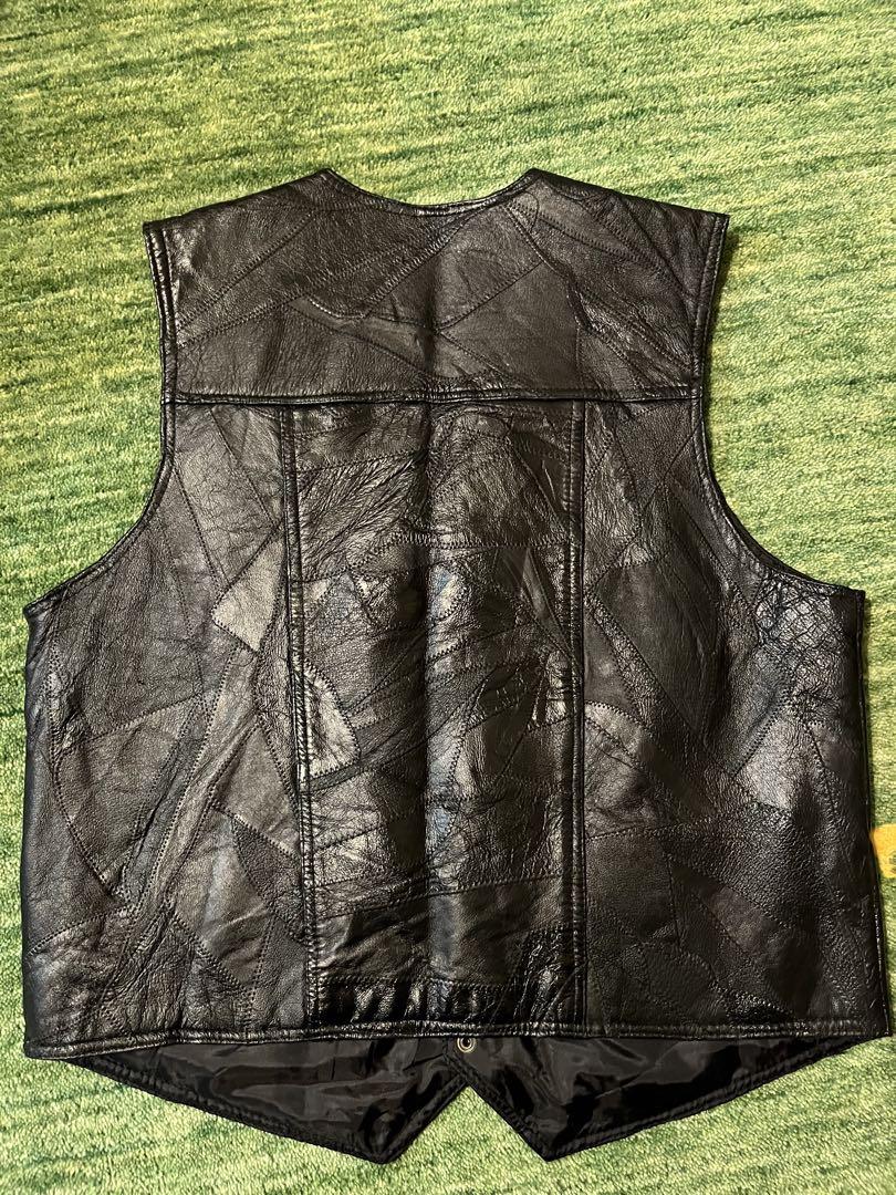 【美品】GENUINE LEATHER レザーベストビンテージ　本革　XL