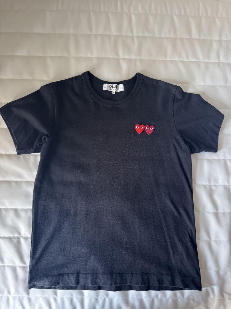 Comme des Garçons 黒 ハート刺繍 半袖Tシャツ