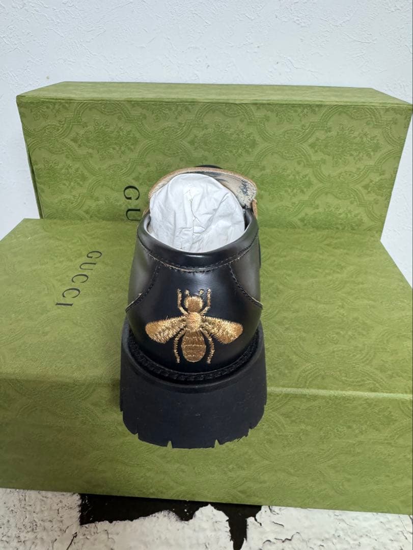 GUCCI厚底ホースビットブラックレザーローファー GUCCI厚底ホースビットブラックレザーローファー