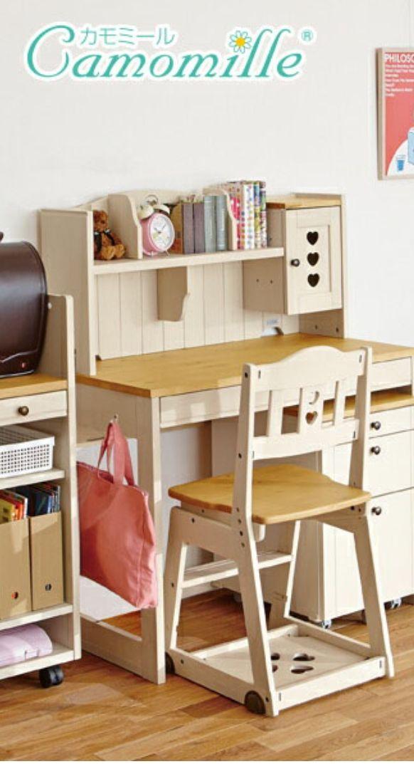 イトーキ 学習机 カモミール カントリー家具 女の子 ハート ナチュラル 画像1