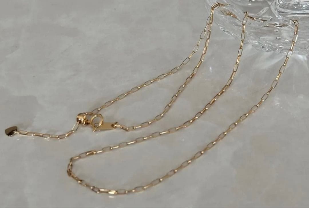 K18YGクリップチェーンネックレス　50㎝　スライドアジャスター付き