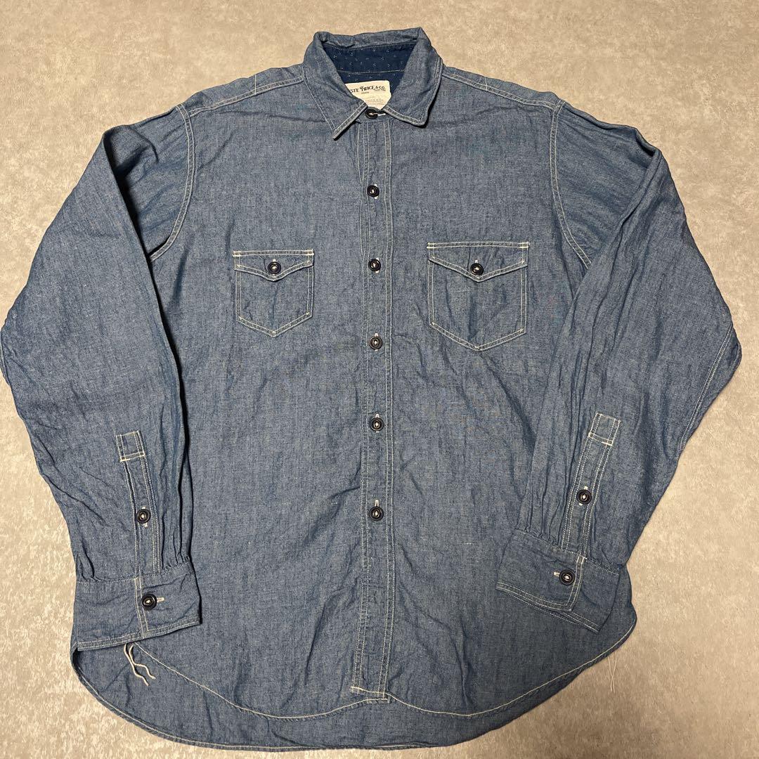 WASTE TWICEウエストトゥワイスシャンブレーチンストシャツ40