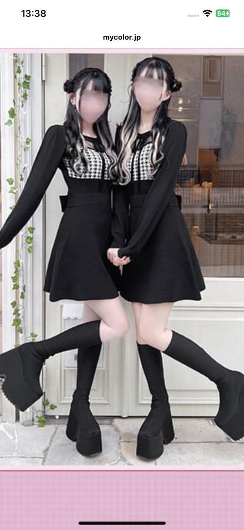 ＳＭＳ人気イモちゃんコラボmichellMacaronデコルテオープン千鳥ワンピ