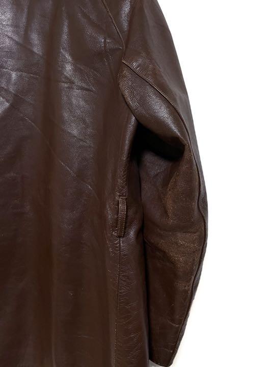 貴重 50s イタリア製 ダブルブレスト ゴートレザー 山羊革 レザーコート