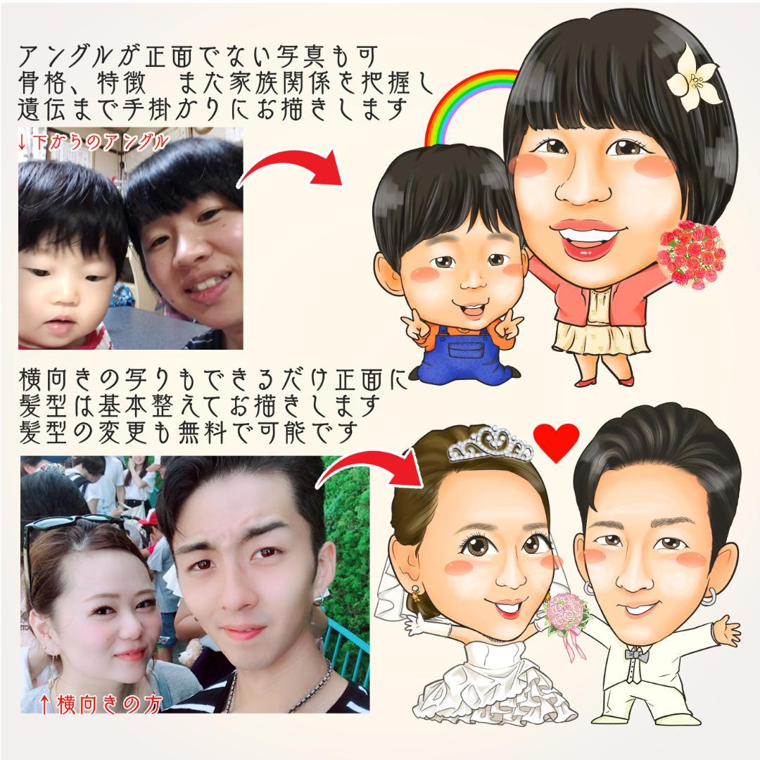似顔絵結婚記念日・金婚式・名前ポエム・２名・空に舞う桜