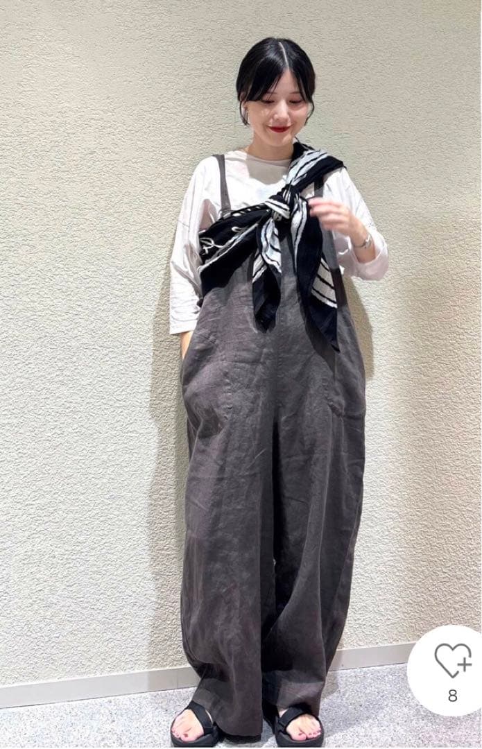 新品タグ付き　￼予約購入　かぐれ　リネンサロペット　CHARCOAL