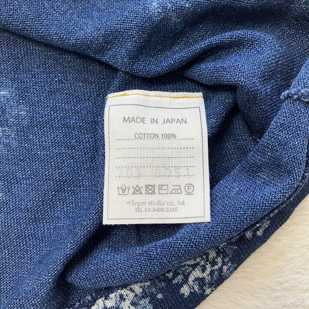 45R ギマニットのフラワープリント四角Tシャツ（インディゴ）