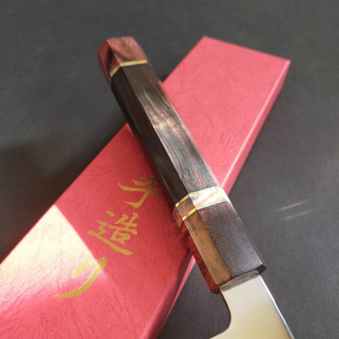 【新品】鏡面仕上 本焼V金10号和牛刀240mm 黒檀八角柄