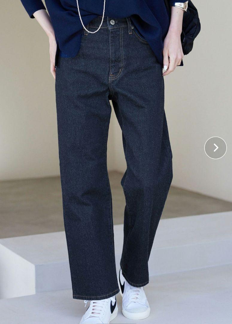 SLOBE IENA　LeDenim　ストレートパンツ　40　ネイビー