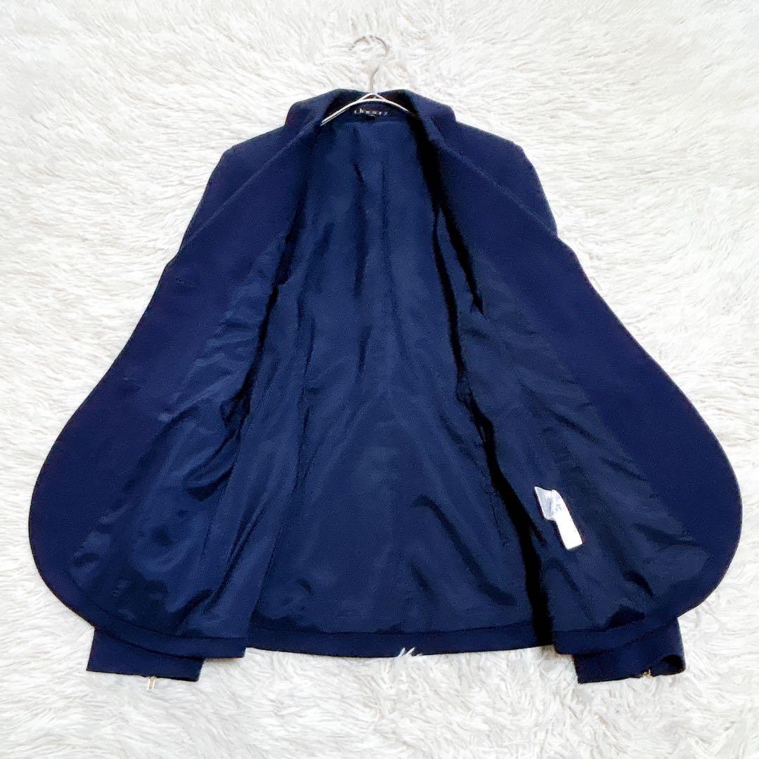 【良品】theory　紺ブレ　ストレッチ　PARMENTIA　金ボタン　2／M 良品】theory 紺ブレ ストレッチ PARMENTIA 金ボタン 2／M