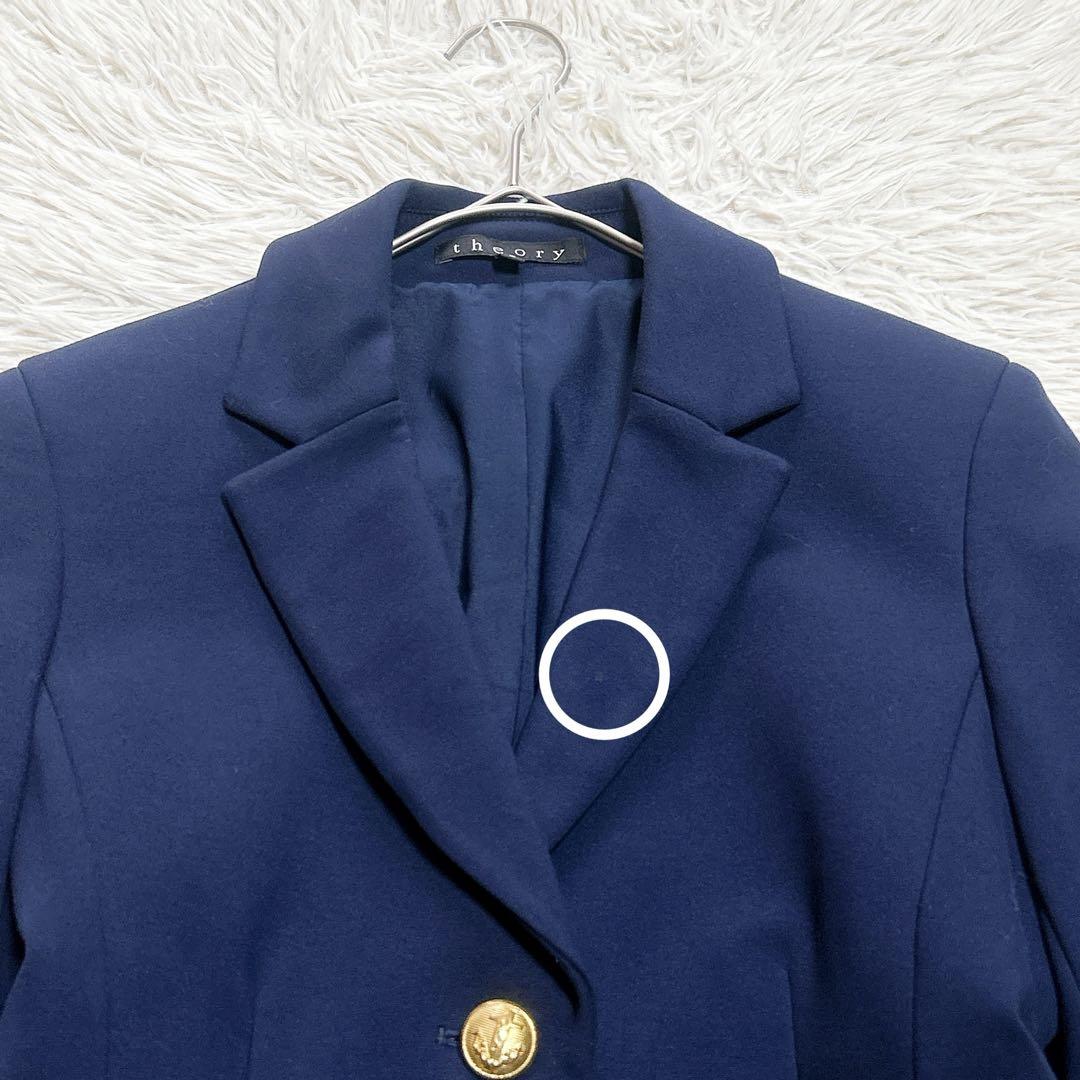 【良品】theory　紺ブレ　ストレッチ　PARMENTIA　金ボタン　2／M 良品】theory 紺ブレ ストレッチ PARMENTIA 金ボタン 2／M