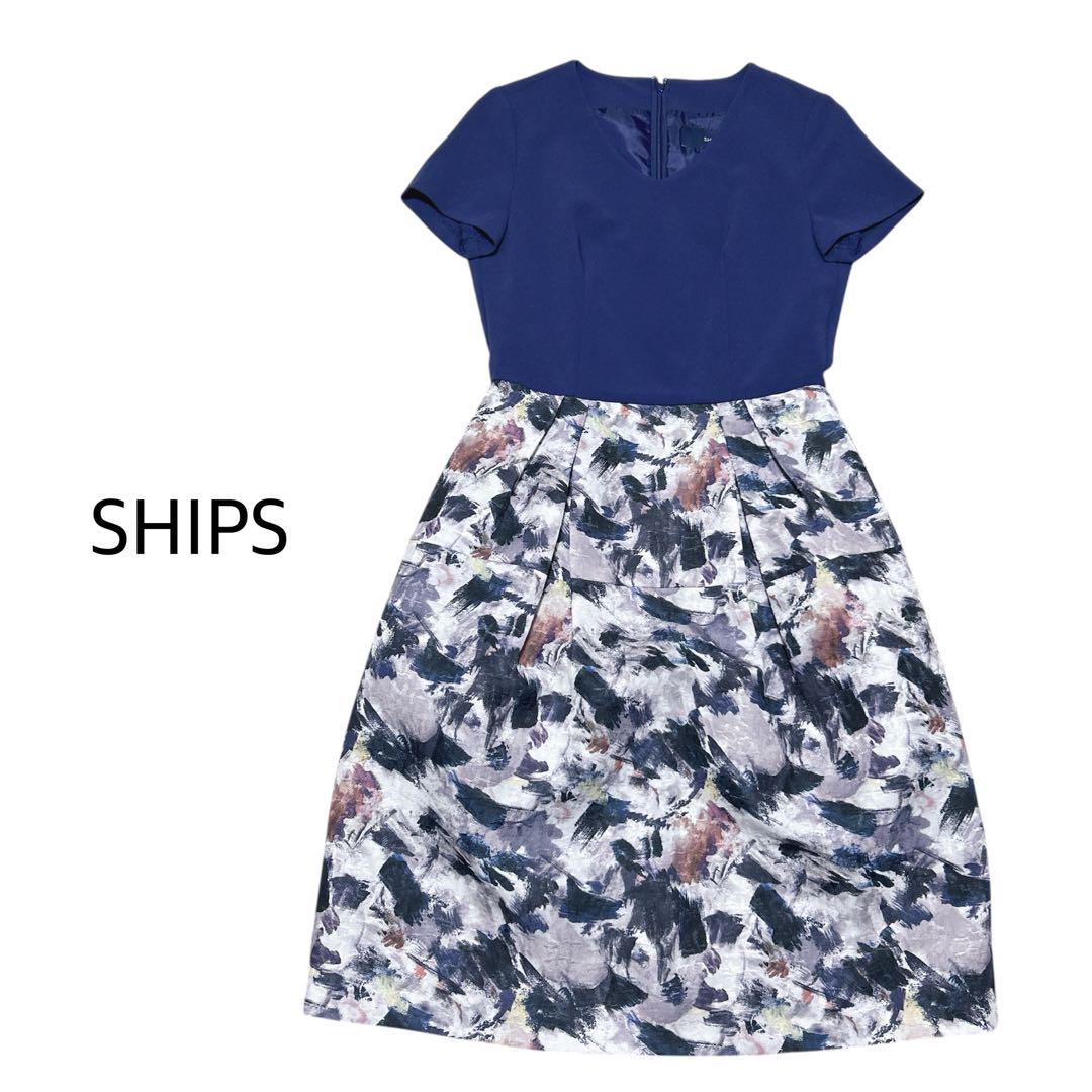 SHIPS シップス ドッキングワンピース フレア タック 38