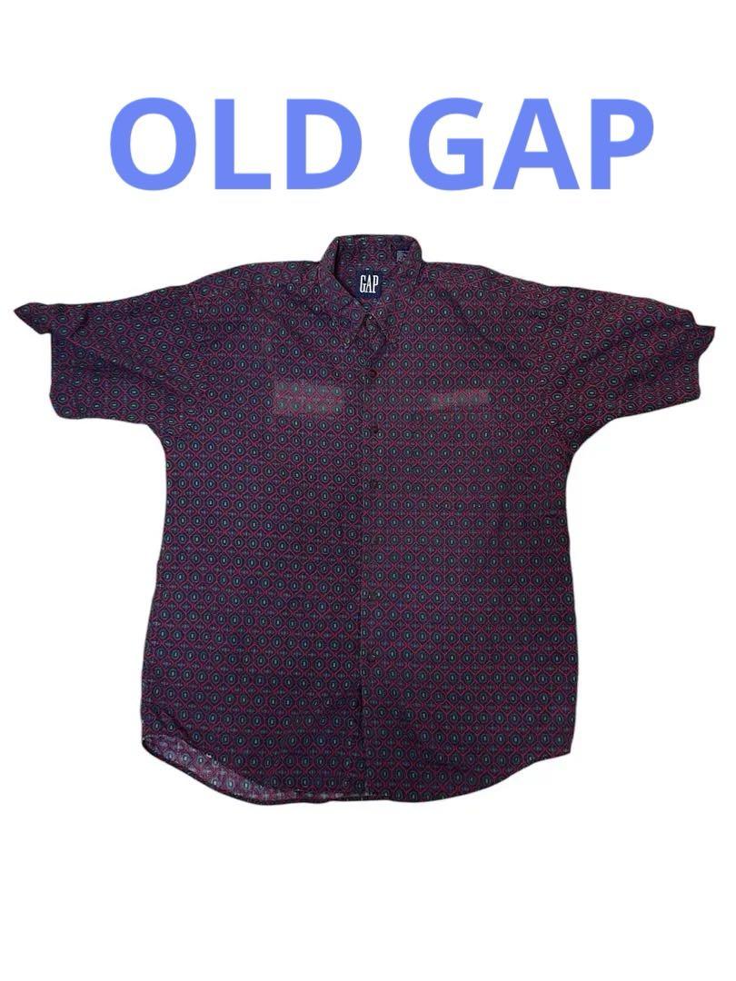 80s〜90s オールドGAP 柄シャツ 赤/青 半袖シャツ Y2K