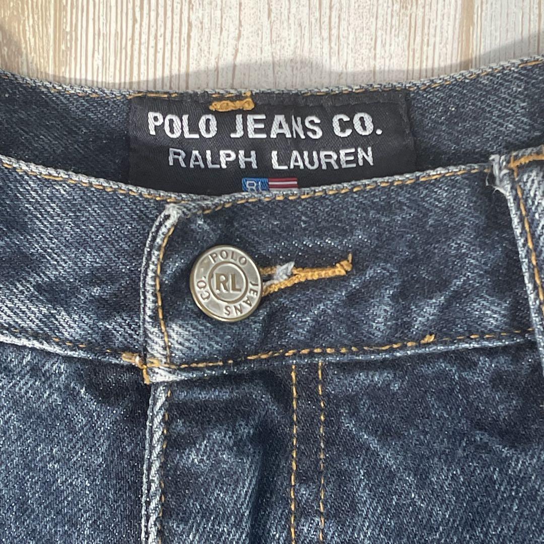 POLO JEANS ラルフローレン W36 濃紺 デニムショートパンツ 古着