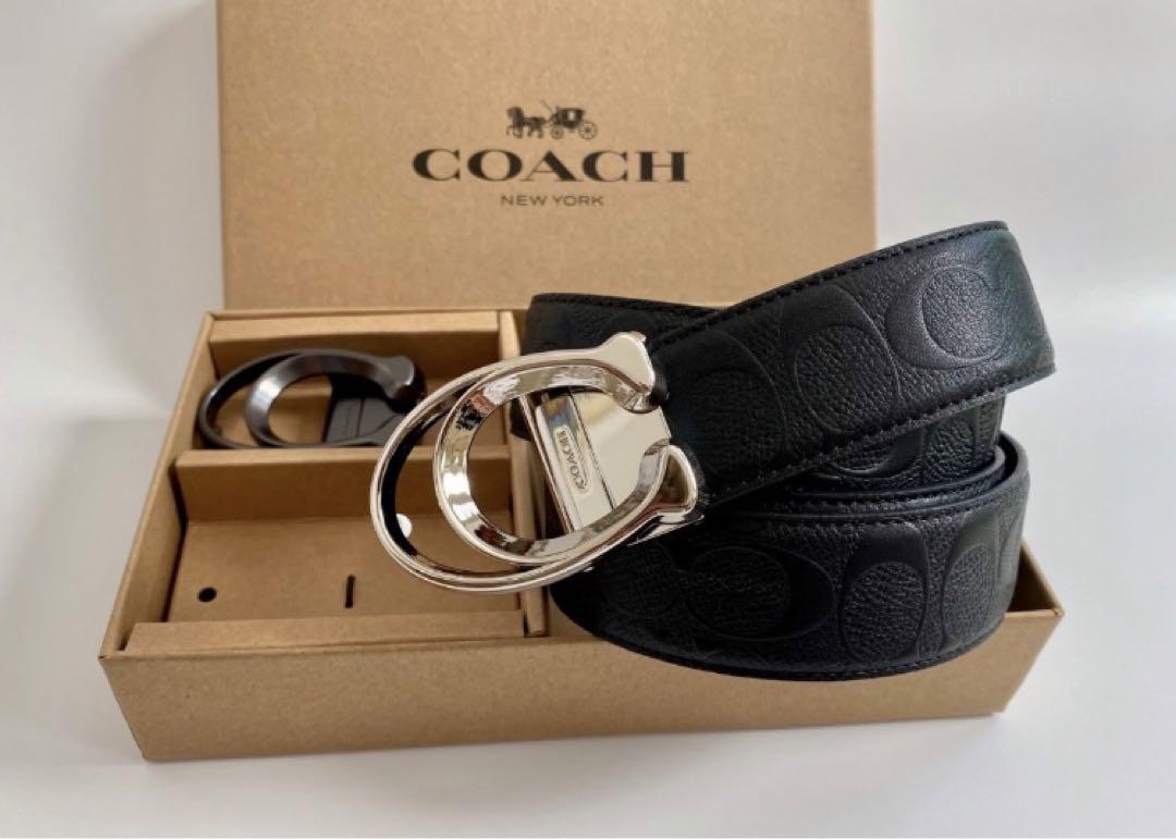 COACH 新作 リバーシブル シグネチャー 2バックル ワンサイズ