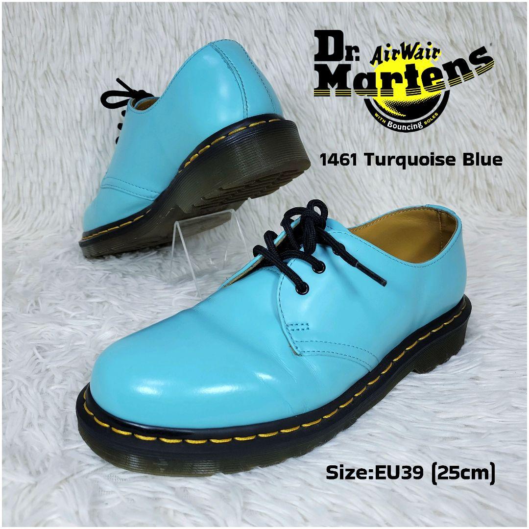 Dr.Martens ドクターマーチン ブルー 水色 3ホール シューズ 美品✨レアカラー✨ドクターマーチン 1461 3ホールシューズ