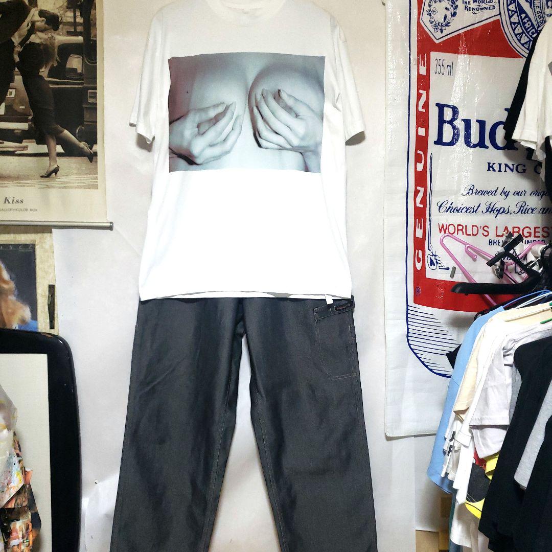 90S【FREAKY】美品！極太 シルバーグレー ワイドバギーペインター