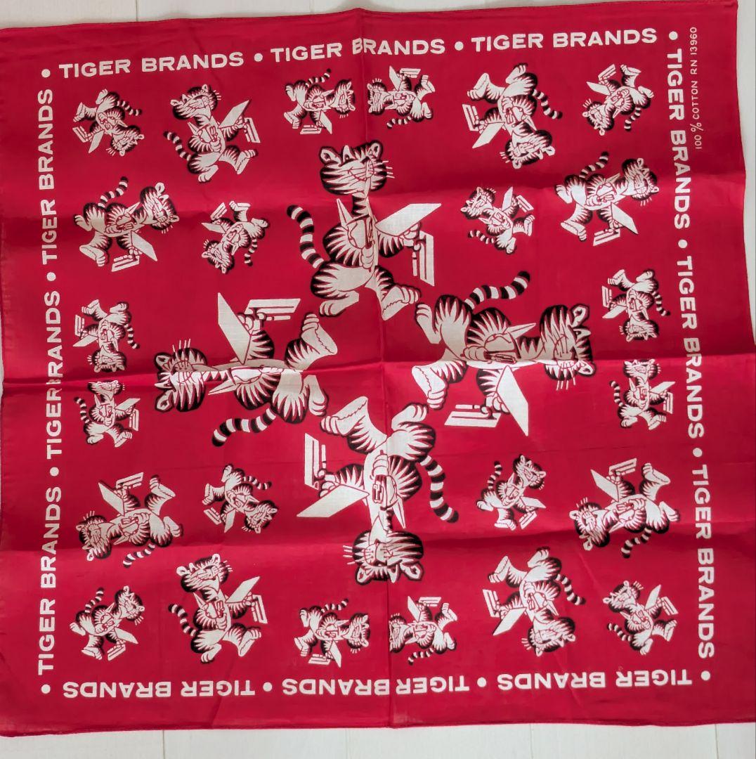 60s TIGER BRAND ヴィンテージ バンダナ USA製 タイガー 耳付