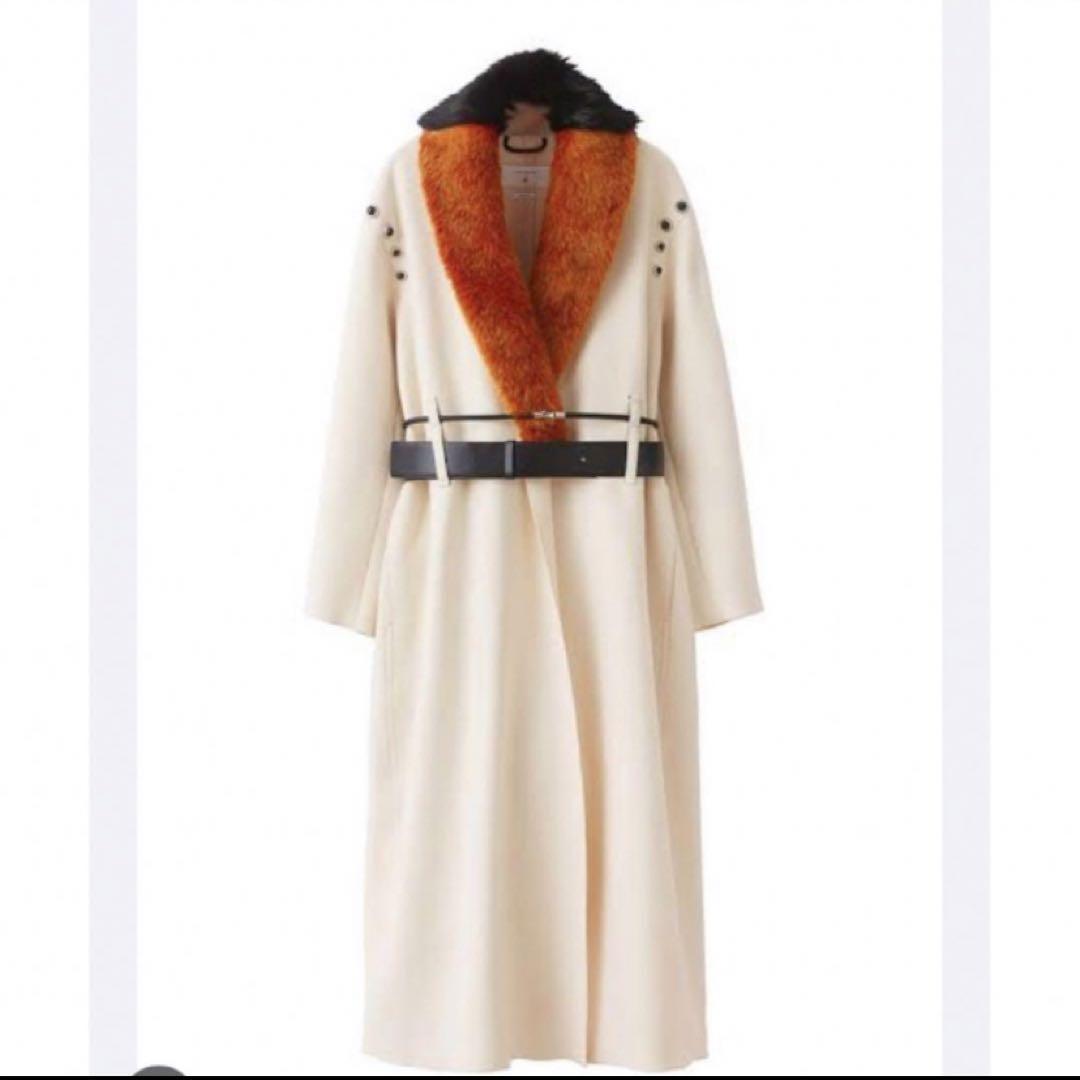 TOGA×H&M フェイクファーコート アイボリー ロングS