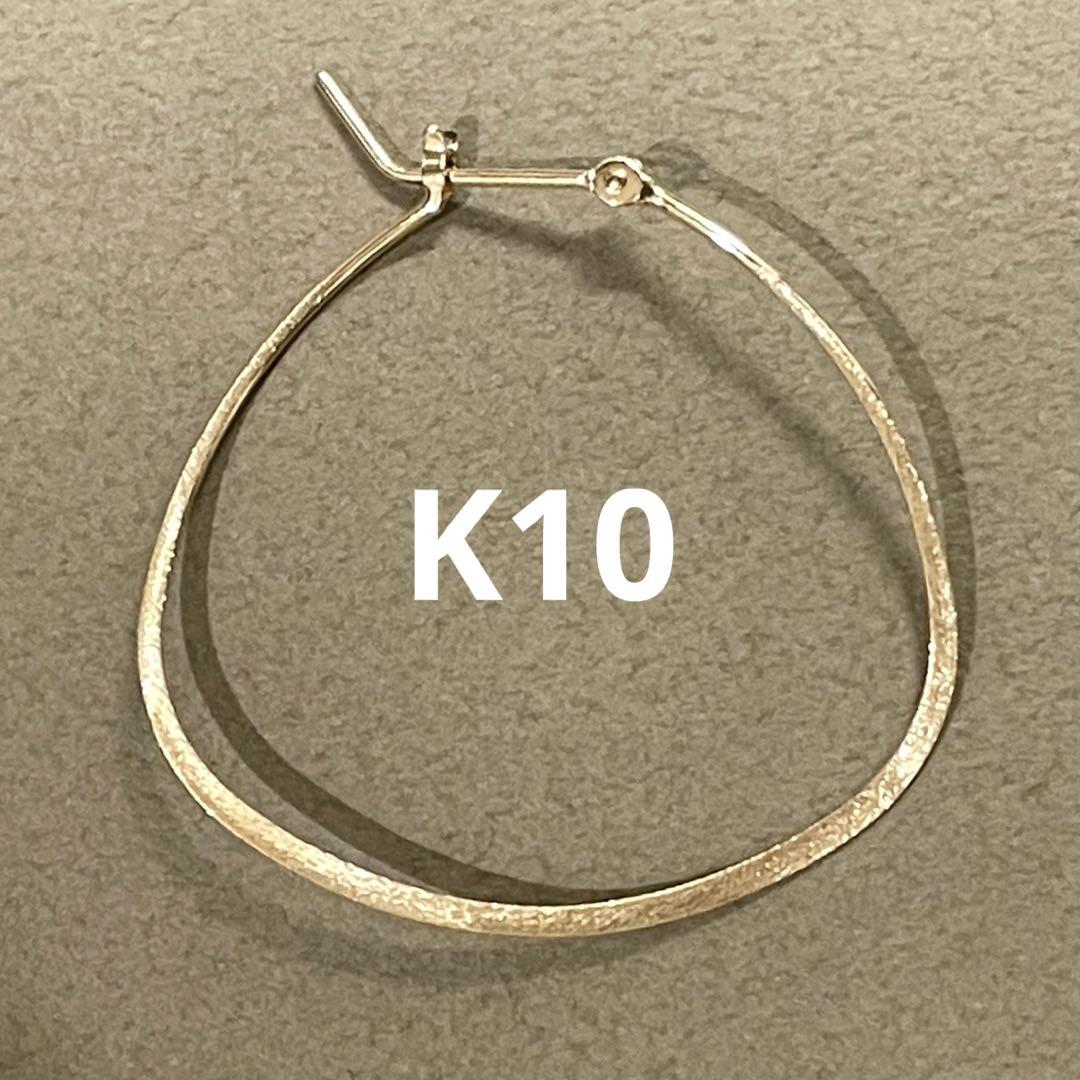 アガット K10 ひねり フープ ピアス